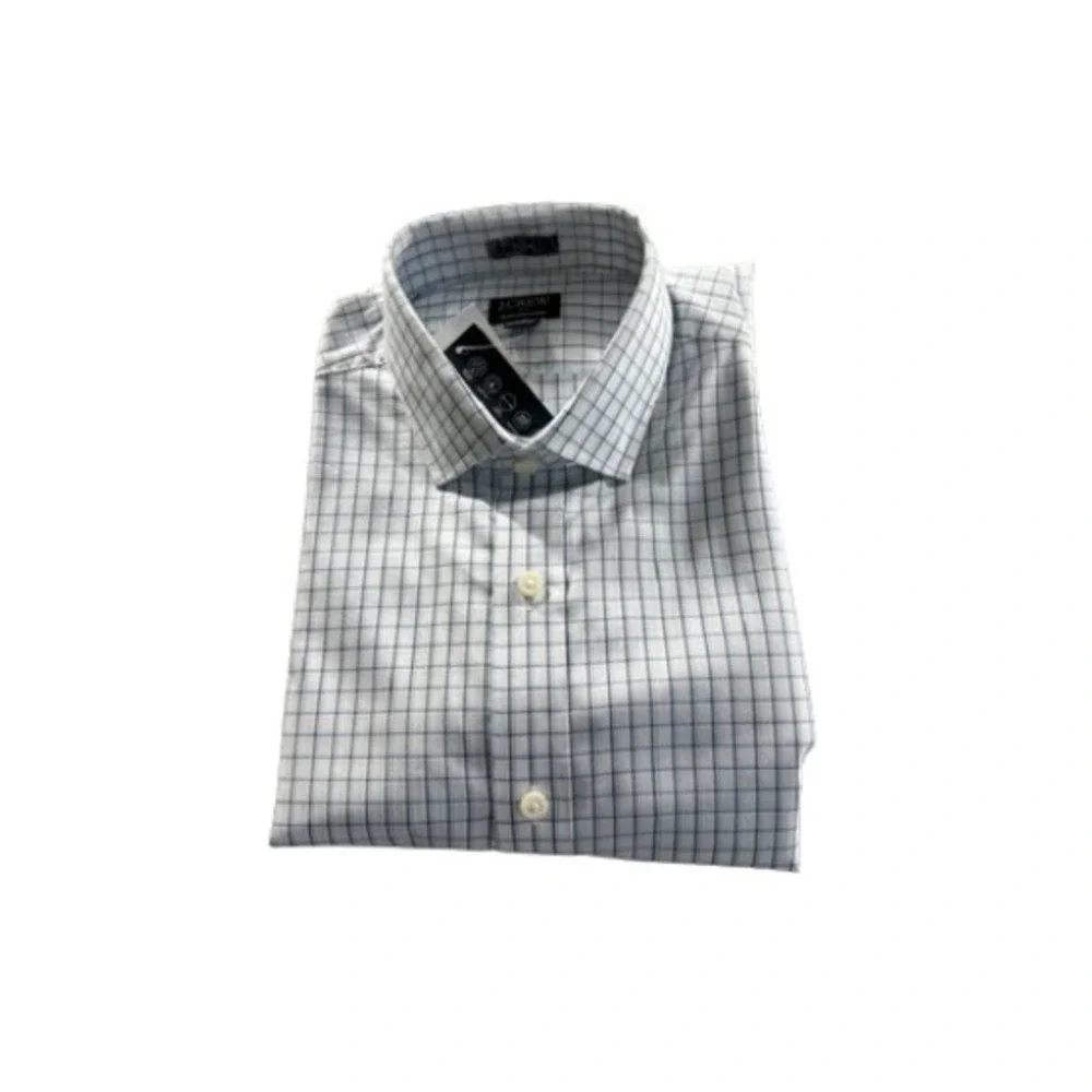 J.Crew Performance Slim Fit Shirt Mens Small Blue White Check BW4011 Stretch NEW